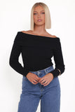 Junia Tie Back Knit Top Black