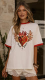Amor E Sorte Oversized Tee White Red
