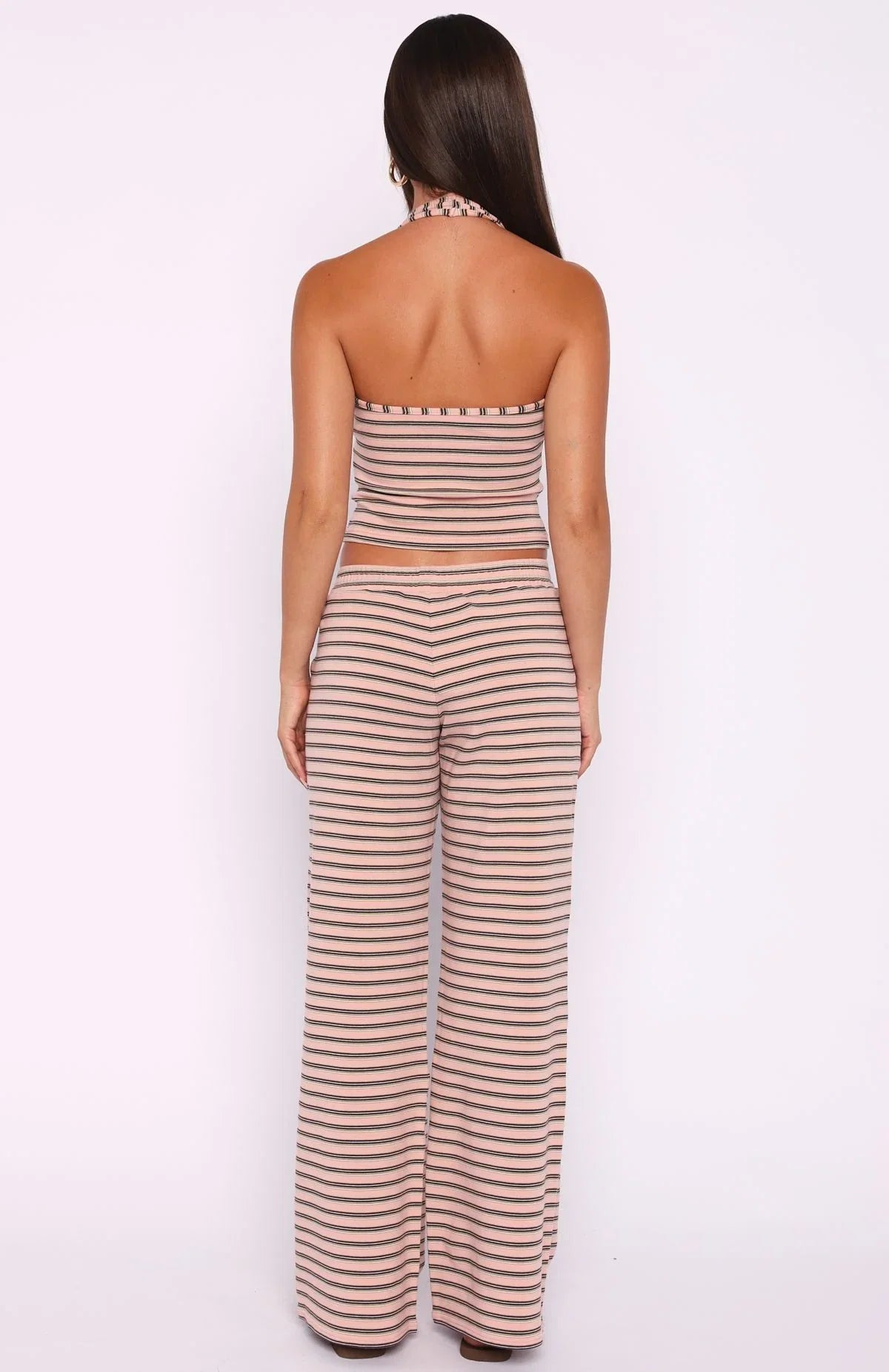 Looking Back Wide Leg Pants Pink Stripe