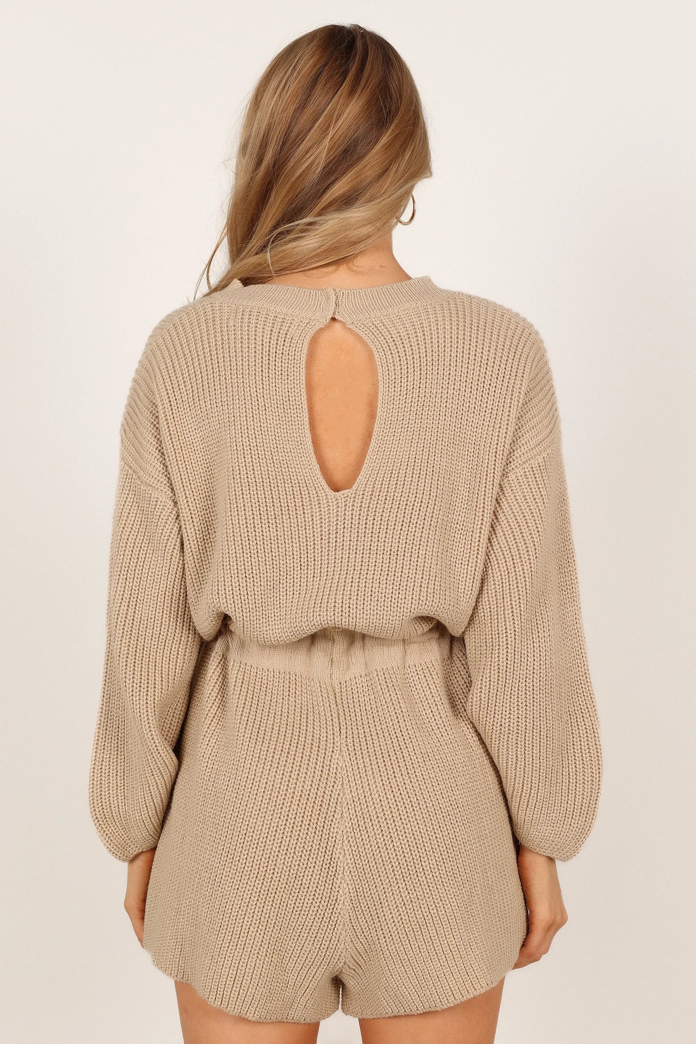 Sloane Sweater Romper Taupe