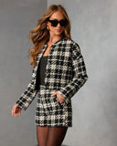 Roquel Cropped Tweed Plaid Blazer