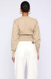 Cindy Cinched Knit Top Beige