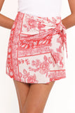 Calypso Wrap Mini Skirt Rose Tile