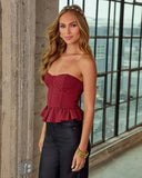 Karrington Gingham Peplum Corset Top