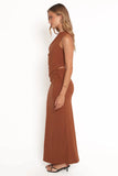Elowen Asymmetric Skirt Set Brown