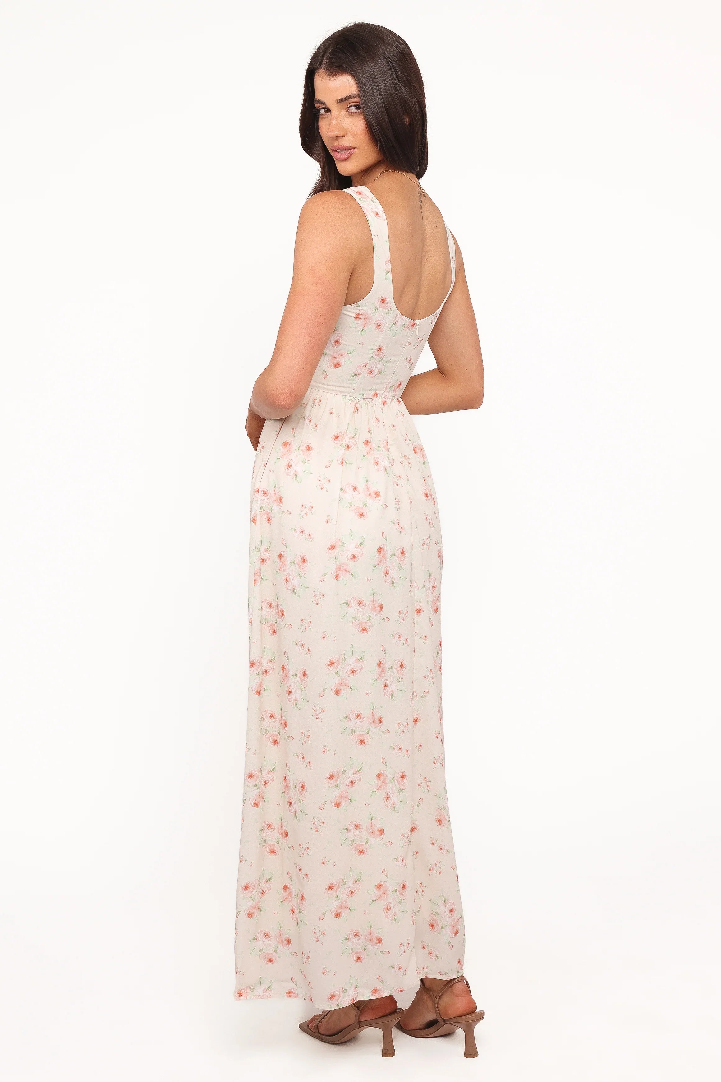 Vespa Midi Dress Peach Floral