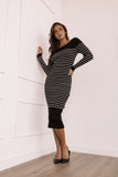 Baxtor Off the Shoulder Midi Dress White Black