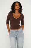 Little Bit Of Everything 3 4 Sleeve V Neck Top Chocolate