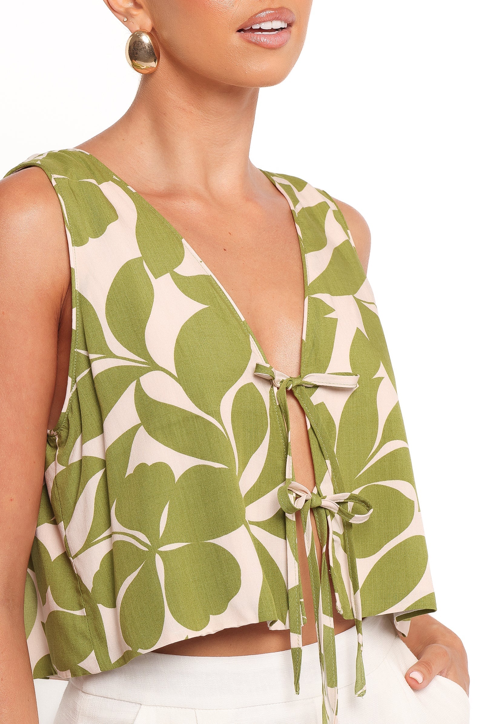 Valia Tie Top Green Floral