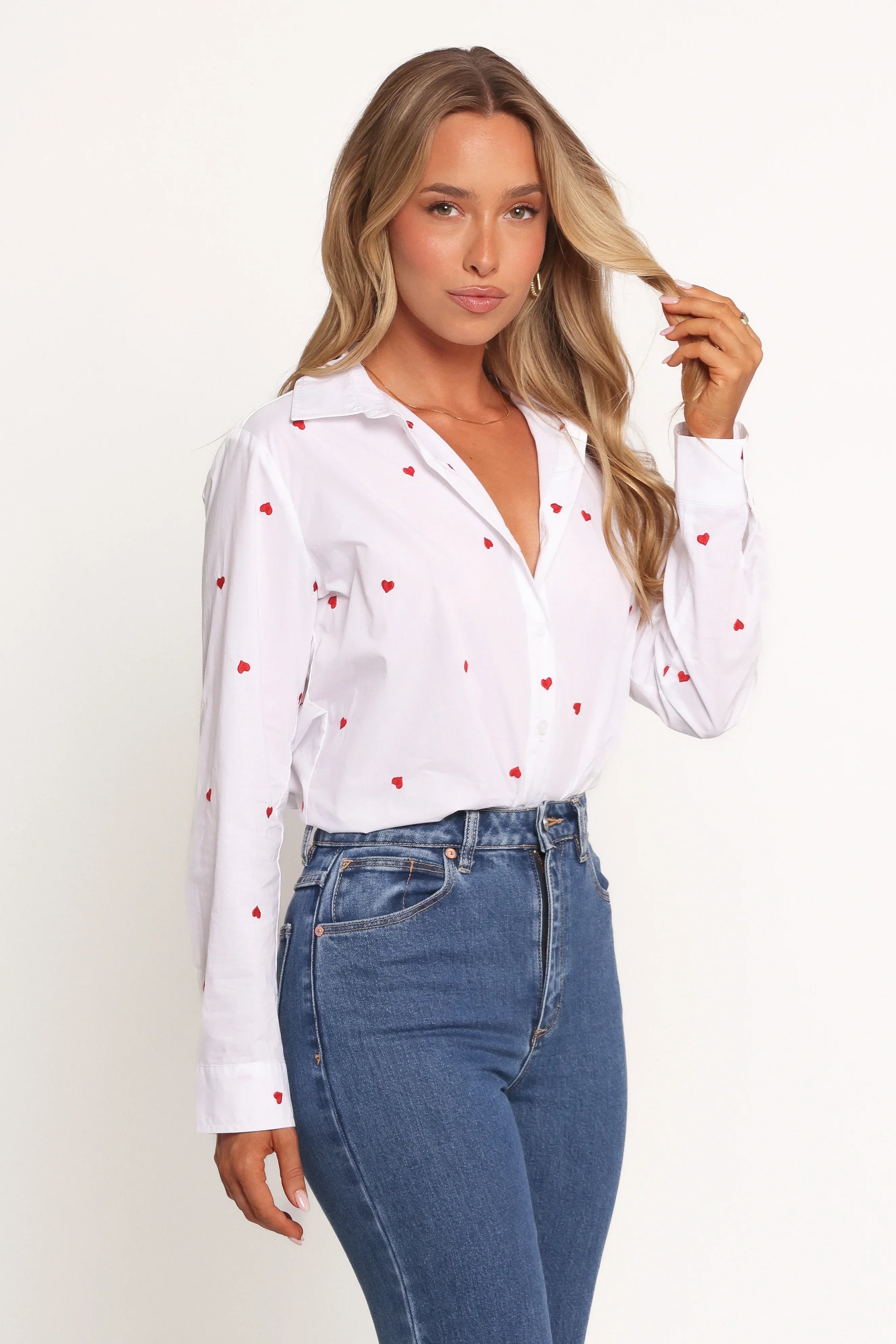 Cyra Heart Top White Red