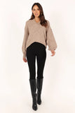 Carly Collar Knit Sweater Oatmeal