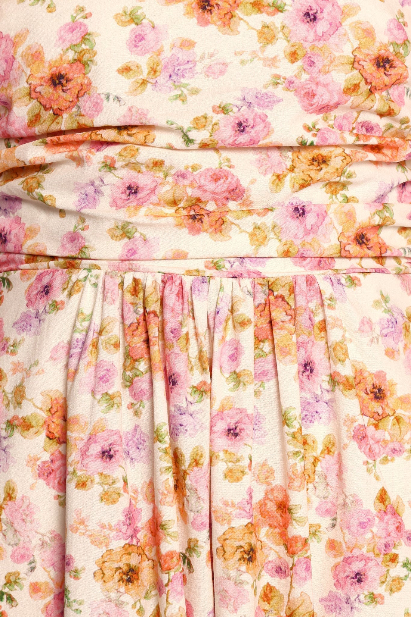 Clo Puff Sleeve Midi Dress Peach Floral