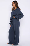 Leave Me Out Of It Waffle Wide Leg Sweatpants Navy