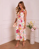 Refined Whisper Floral Ruffle Midi Dress