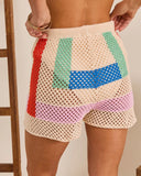 Cannes Coast Striped Crochet Cover Up Shorts