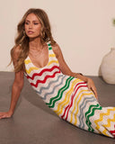 Gerie Knit Chevron Print Cover Up Maxi Dress