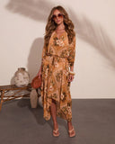 Shoreline Haze Printed Kaftan Cover Up Maxi Dress
