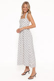 Gemini Halterneck Maxi Dress White Polka Dot