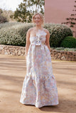 Betina Bow Front Maxi Dress Pale Blue Floral