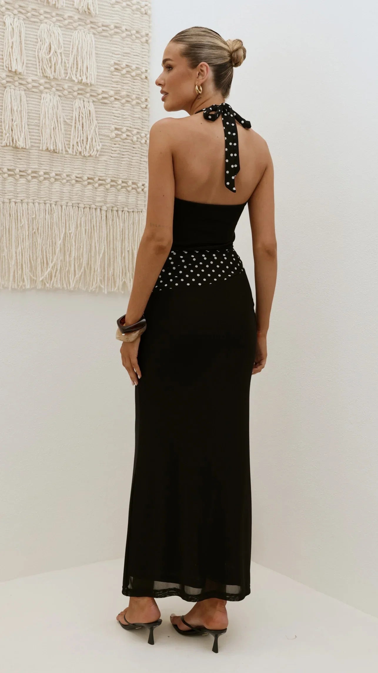 Nelly Maxi Dress Black White Polka