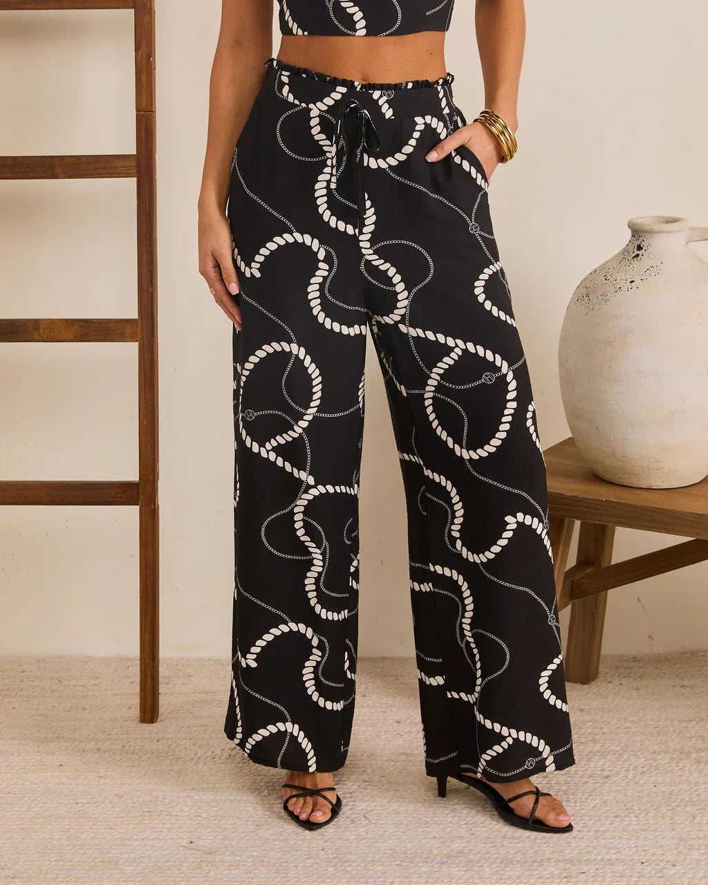Shoreline Escape Relaxed Abstract Print Pants