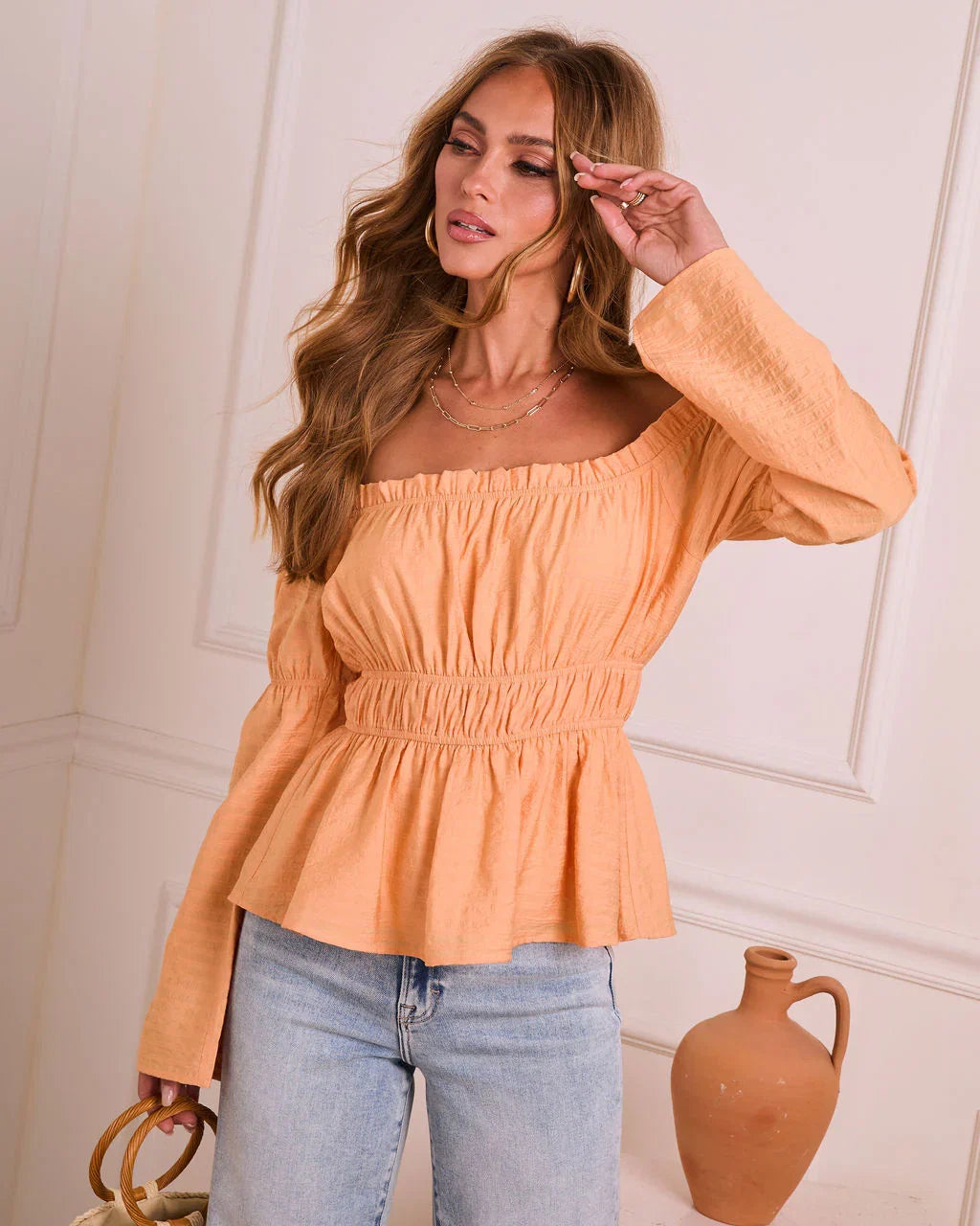 Flowy Moment Off The Shoulder Peplum Top