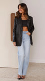 Belinda Leather Blazer Black