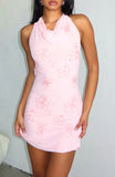 Between The Lines Beaded Mini Dress Pink