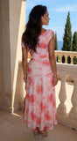 Camelliana One Shoulder Floral Maxi Dress Pink