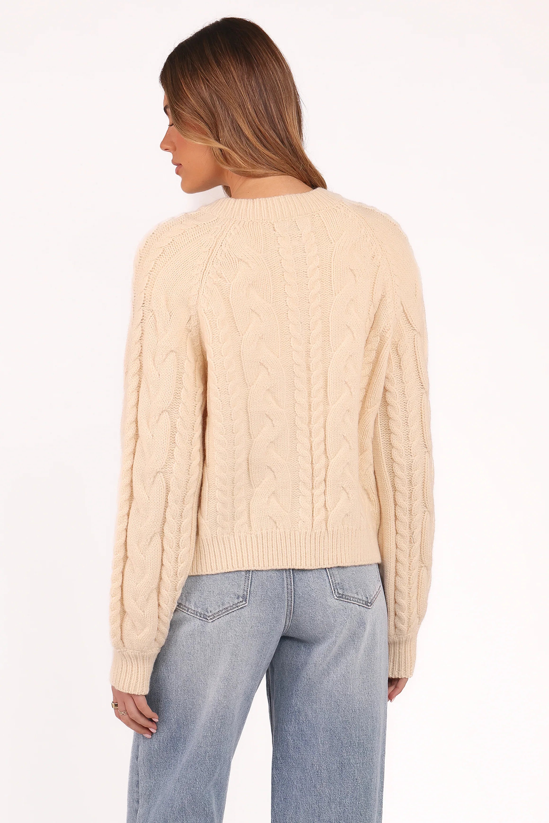 Nika Cable Knit Cardigan Taupe