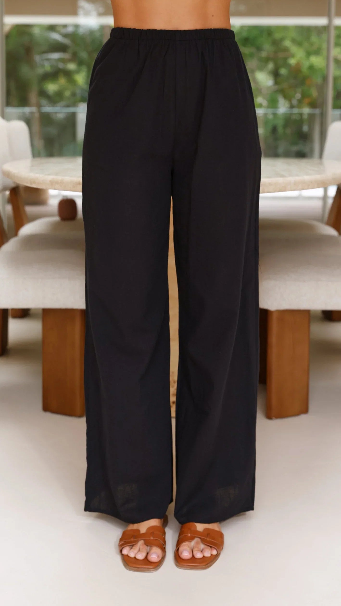 Sharni Strapless Pleat Top and Pants Set Black