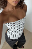 Tell Me A Secret Strapless Bustier White Black Polka Dot