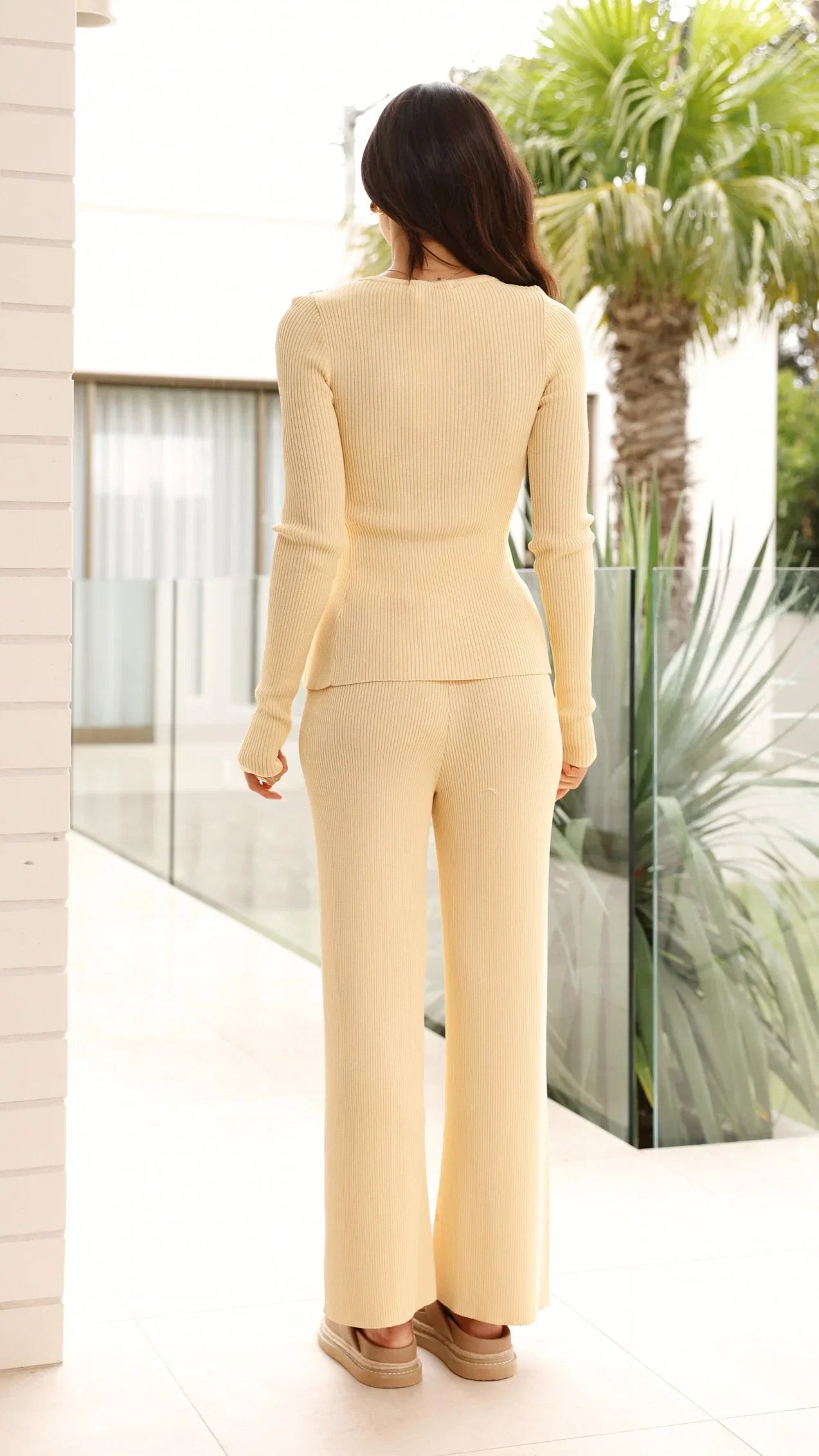 Lyra Ribbed Pants Yellow