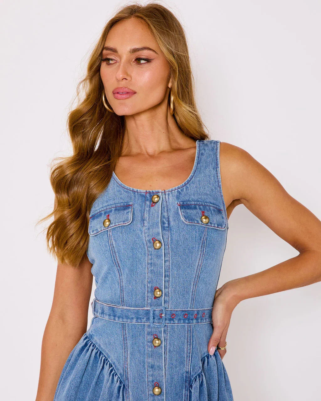 Laureline Belted Denim Mini Dress