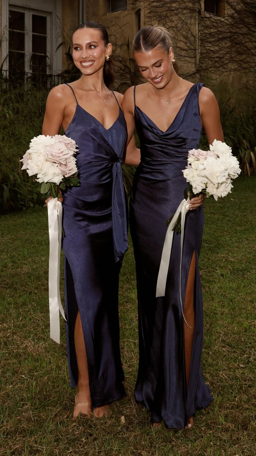 Iris Asymmetrical Maxi Dress Navy