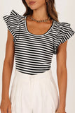 Martina Ribbed Top Black Stripe