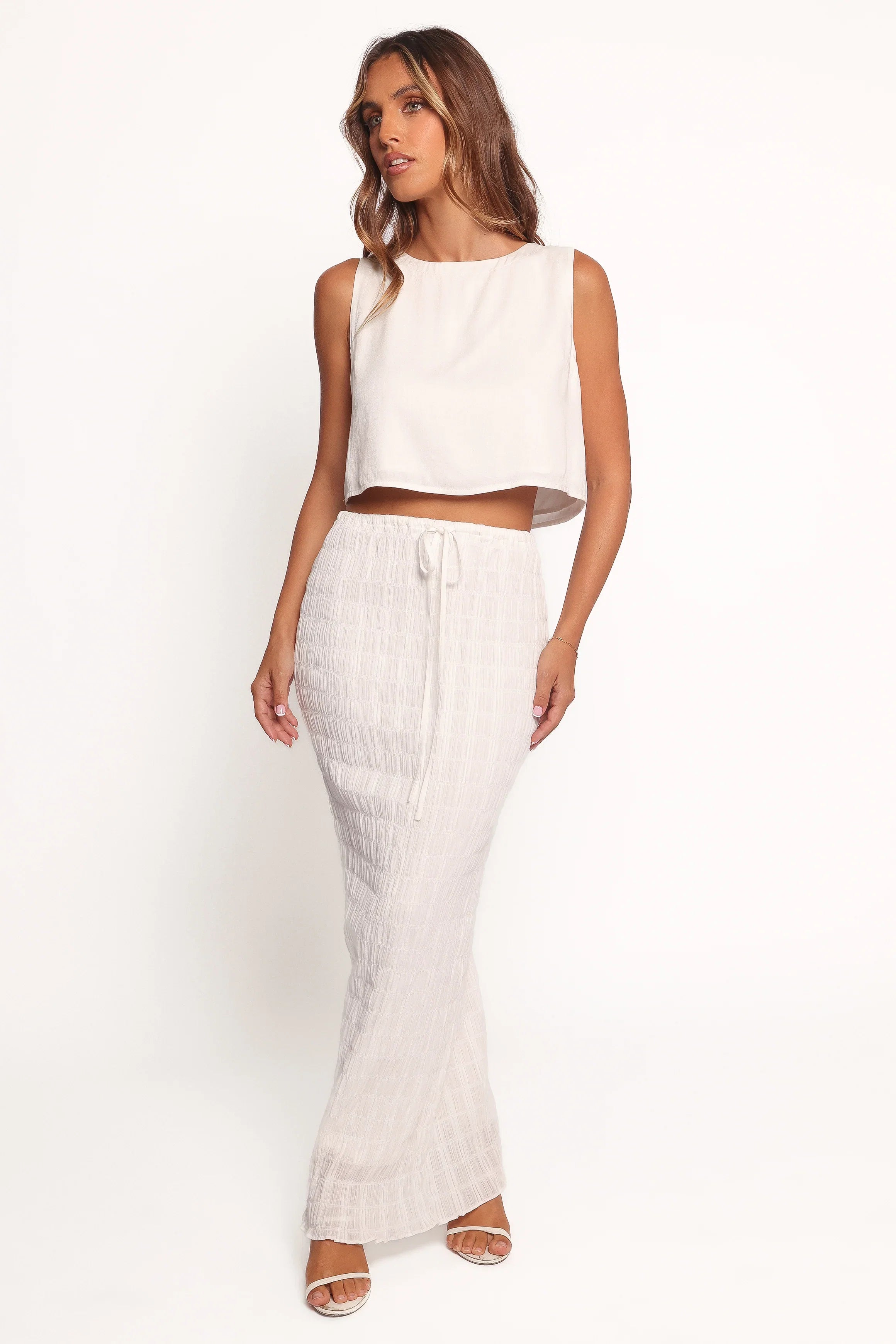 Charlotte Textured Maxi Skirt White