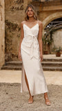 Yasmeen Tie Front Maxi Dress Champagne