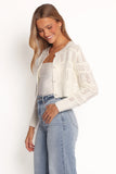Aidy Crop Button Front Cardigan White