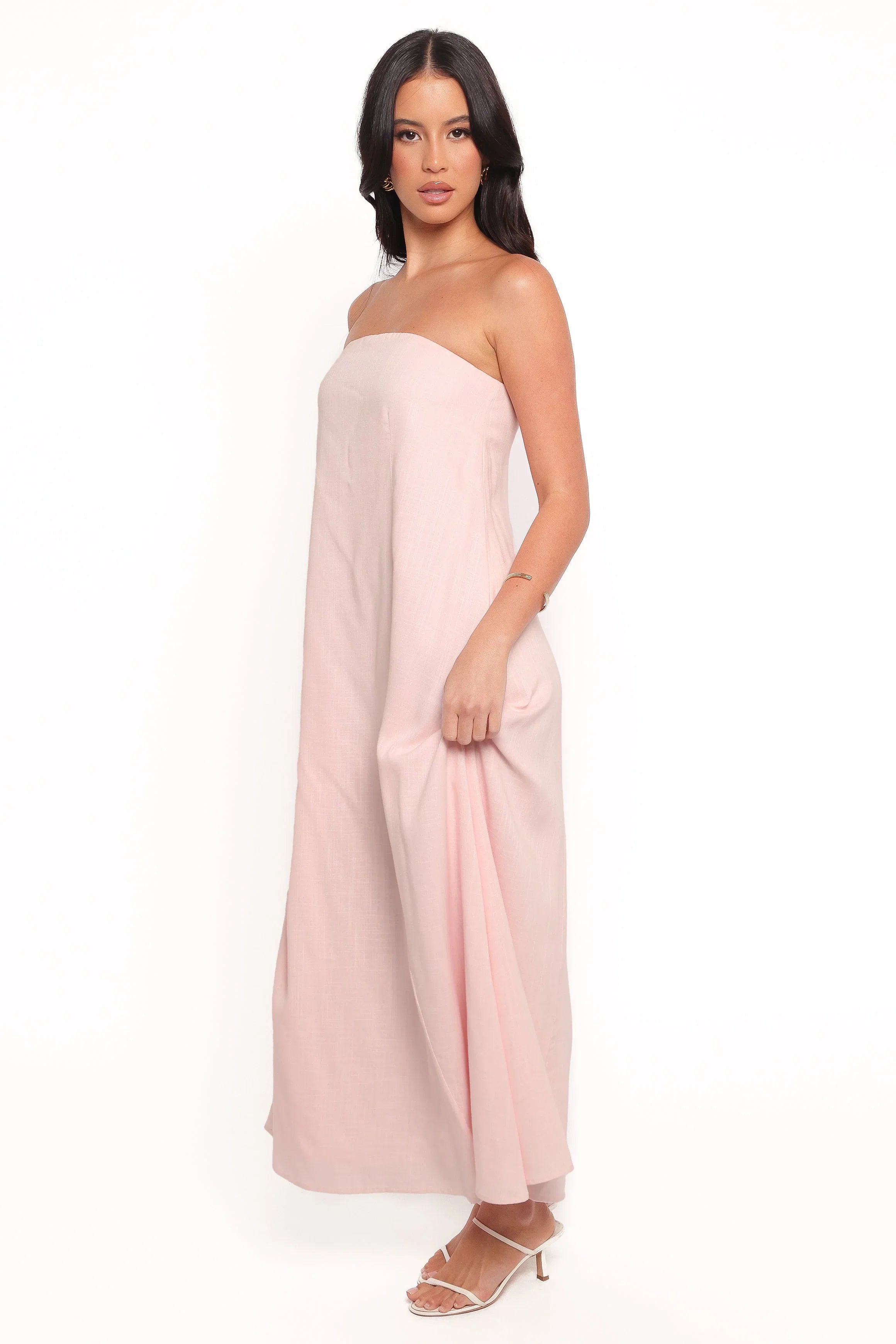 Bethany Strapless Midi Dress Rosewater