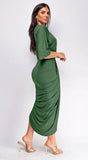 Zelia Venetian Midi Dress Green