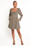 Xenia Mini Dress Black Beige Gingham