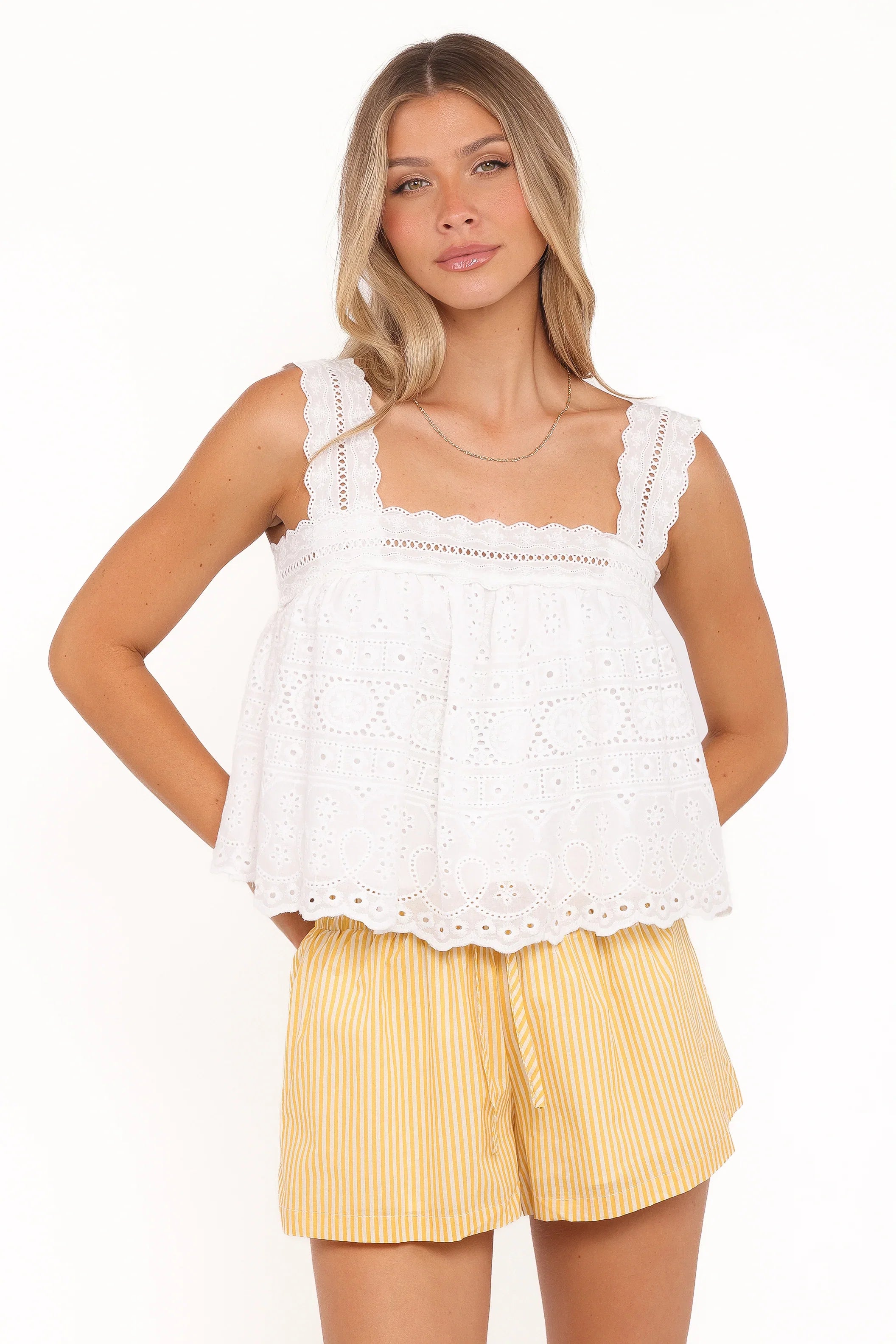 Aideen Eyelet Top White
