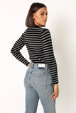 Stacie Ribbed Knit Top Black Stripe