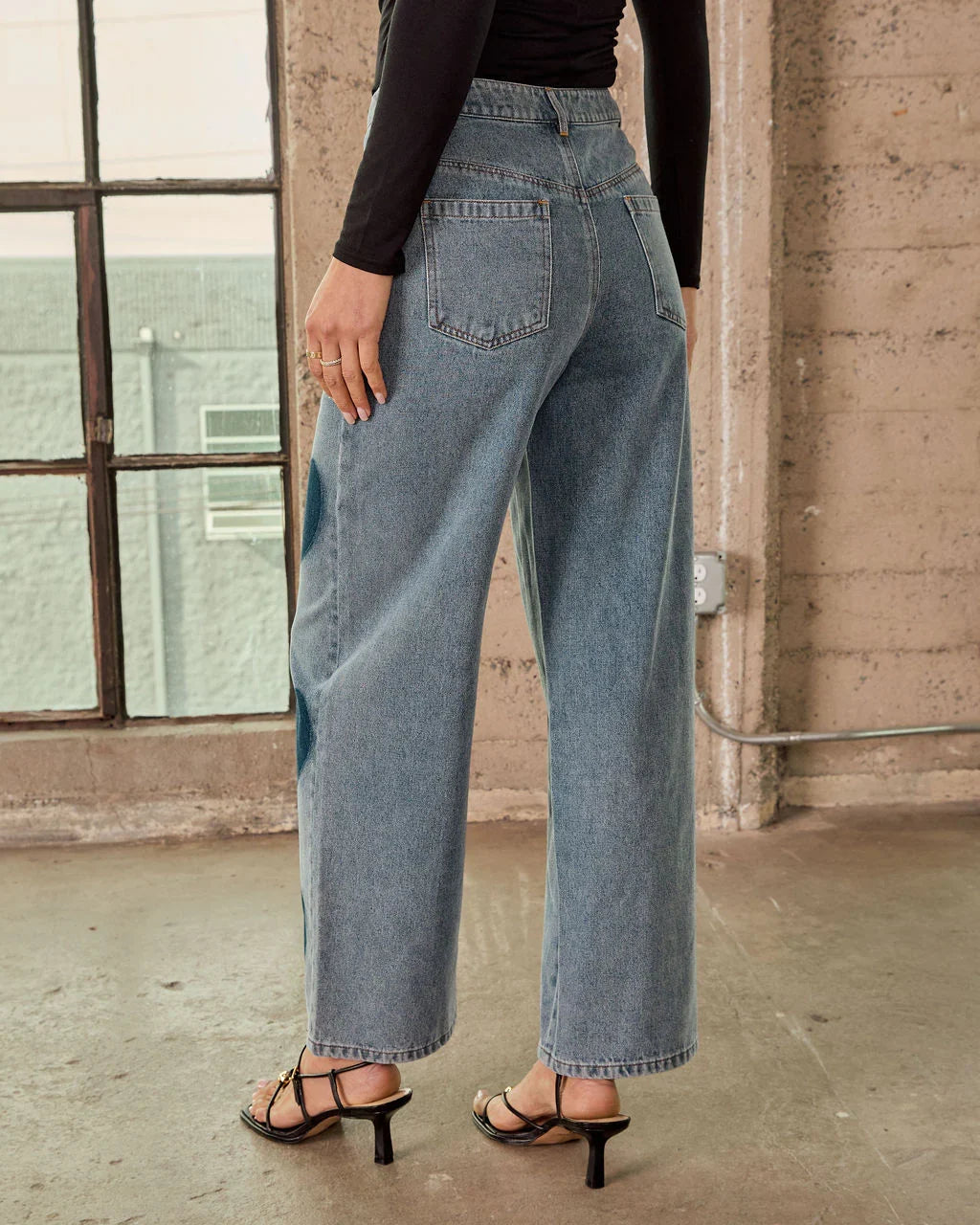 Just Lovers Heart Print Rigid Straight Leg Jeans