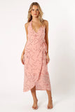 Abigail Wrap Midi Dress Pink Swirl
