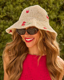 Farmstand Fresh Embroidered Floral Straw Bucket Hat