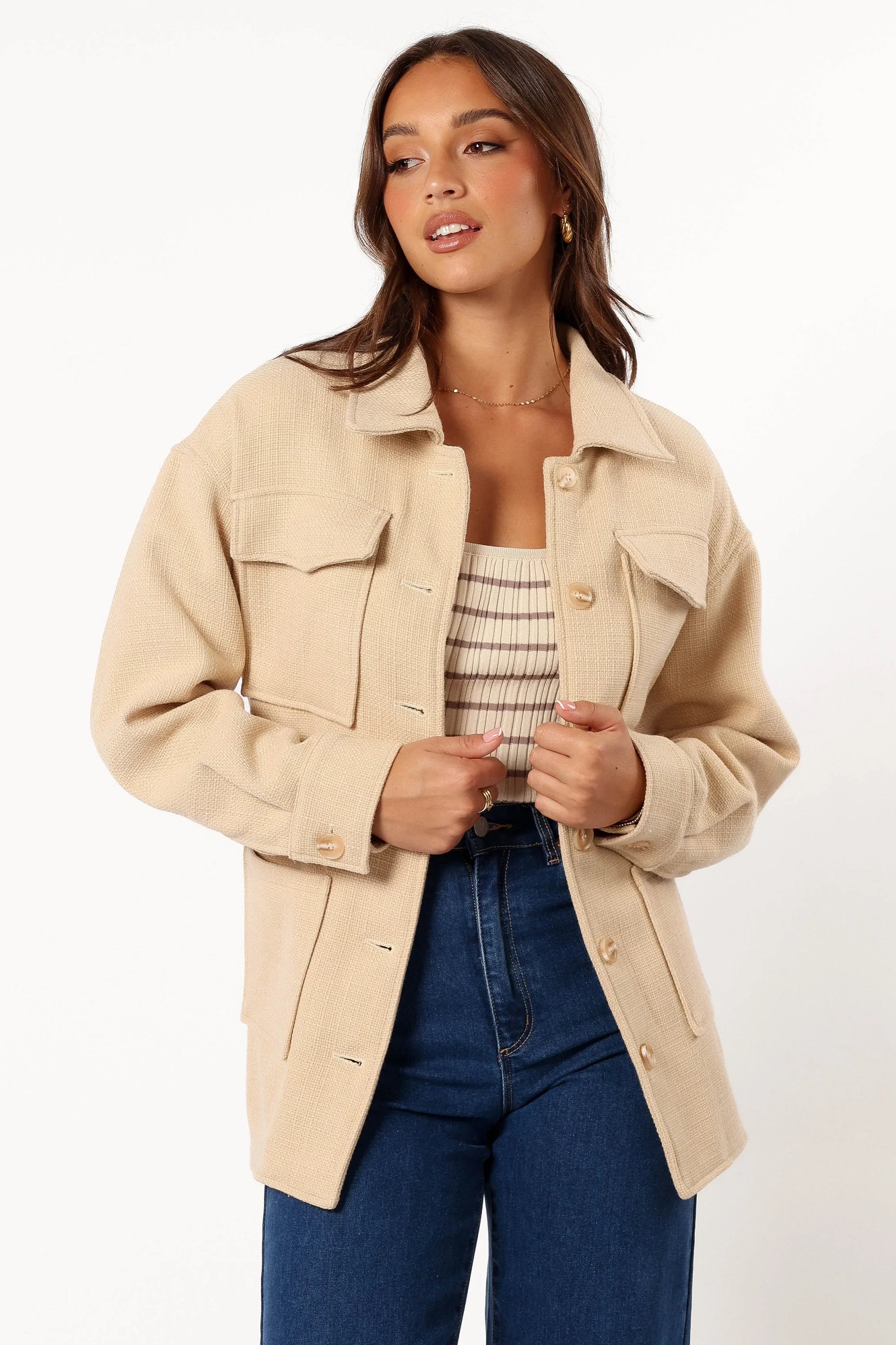 Arlow Tie Front Shacket Cream