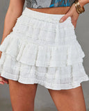 Kissed Honey Tiered Ruffle Lace Mini Skirt