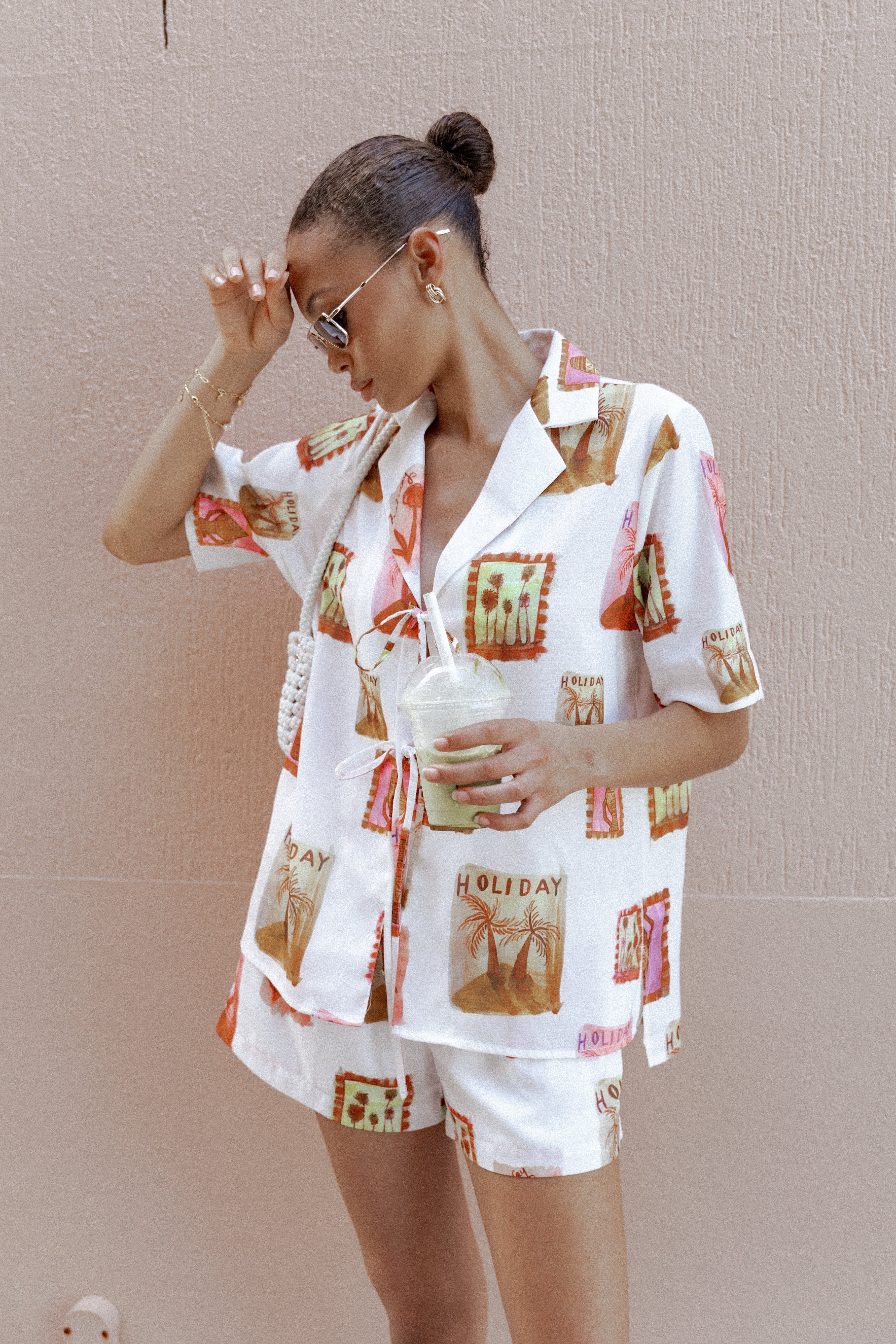 Aaliyah Tie Front Top White Multi